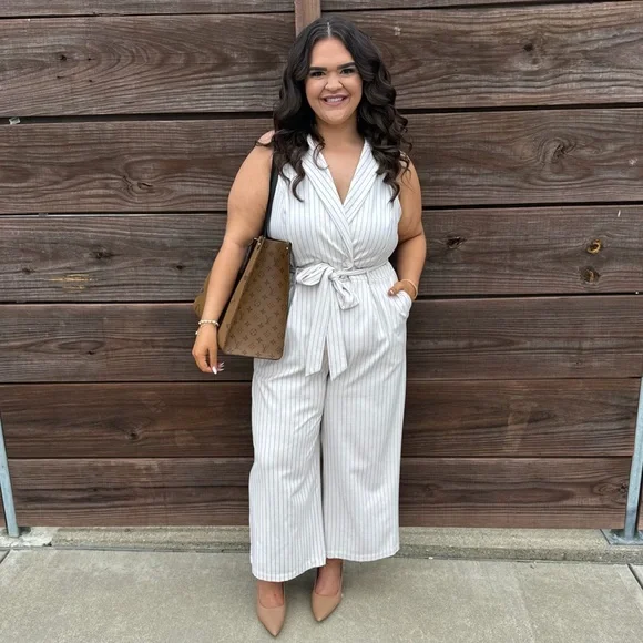 A New Day Size XXL Sleeveless Pinstripe Jumpsuit - Picture 1 of 10